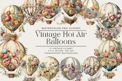 Hoja de Elementos Vintage Hot Air Balloons