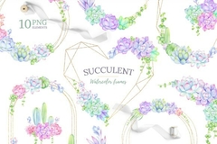 Hoja de Elementos Succulent Watercolor Frames