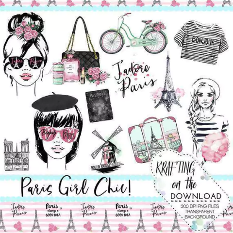Hoja de Elementos Paris Girl Chic