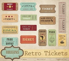 Hoja de Elementos Retro Tickets