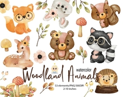 Hoja de Elementos Woodland (Animalitos)