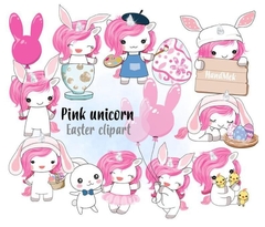 Hoja de Elementos Pink Unicorn Easter (Pascoa)