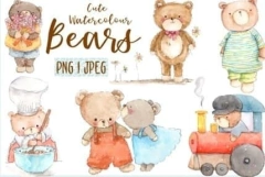 Hoja de Elementos Bears Watercolor (Osos)