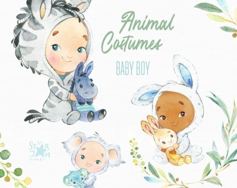 Hoja de Elementos Animal Costumes Baby Boy