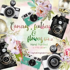 Hoja de Elementos Cameras, Plumas Y Flores 2
