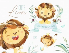 Hoja de Elementos Cute Lion