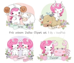 Hoja de Elementos Pink Unicorn Zodiac Set 1 - comprar online