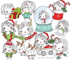 Hoja de Elementos Christmas Unicorns