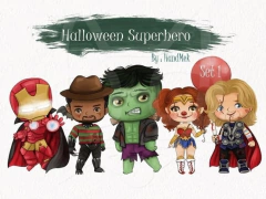 Hoja de Elementos Halloween Superhero Set 1
