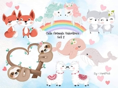 Hoja de Elementos Cute Animals Valentines Set 2