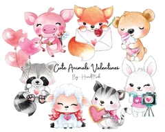 Hoja de Elementos Cute Animals Valentines