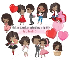 Hoja de Elementos African American Valentines Girls