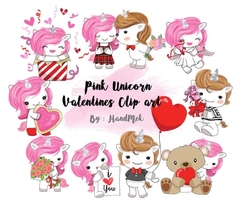 Hoja de Elementos Pink Unicorn Valentines