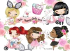 Hoja de Elementos Cute Bunny Girls Set 3