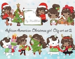 Hoja de Elementos African American Christmas Girl Set 2