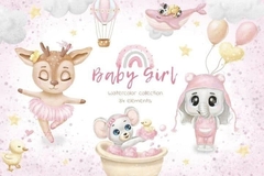 Hoja de Elementos Baby Girl Animals