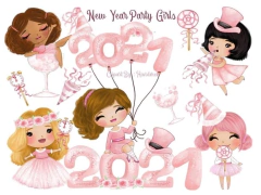 Hoja de Elementos New Year Party Girls