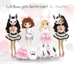 Hoja de Elementos Cute Bunny Girls