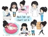 Hoja de Elementos Black Hair Girl Set 6