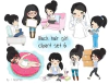 Hoja de Elementos Black Hair Girl Set 6