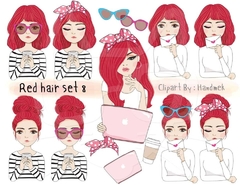 Hoja de Elementos Red Hair Girl Set 8