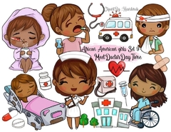 Hoja de Elementos African American Girls set 9 Meet the Doctor Day Time