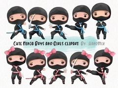 Hoja de Elementos Cute Ninja Boys & Girls