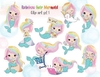 Hoja de Elementos Rainbow Hair Mermaid Set 1
