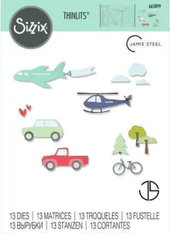 Set con 13 Troqueles Sizzix Thinlits Dies By Jamie Steel Transport Collection