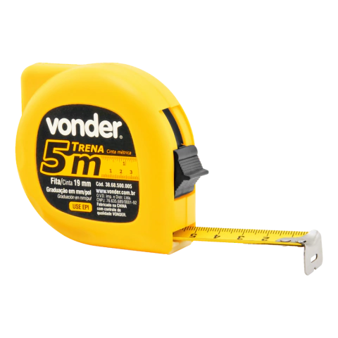 Trena de aço 5 m x 19 mm Vonder