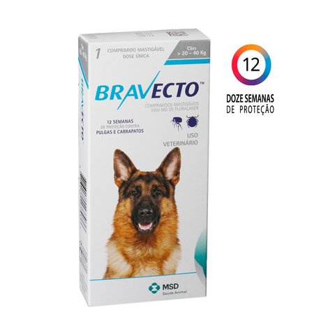 Antipulgas e Carrapatos Bravecto MSD para Cães de 20Kg a 40Kg na internet