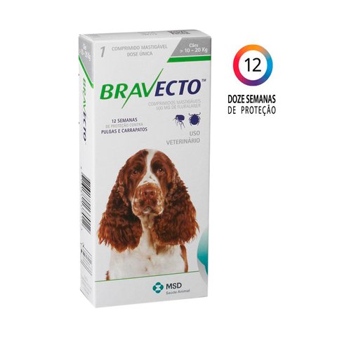 Antipulgas e Carrapatos Bravecto MSD para Cães de 10 a 20 kg na internet