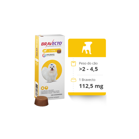 Antipulgas e Carrapatos Bravecto MSD para Cães de 2 - 4,5KG - comprar online
