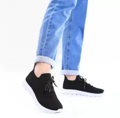 TENIS GIULIA DOMNA PRETO EM MALHA KNIT COM ATACADOR E BIQUEIRA - June Online