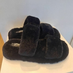Chinelo Preto Pêlo Duas Tiras June Shoes - comprar online