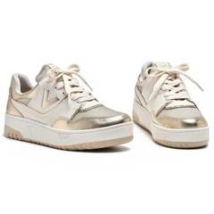 TENIS CASUAL VIA MARTE OFF WHITE/DOURADO - loja online