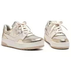 TENIS CASUAL VIA MARTE OFF WHITE/DOURADO - loja online