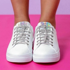 TÊNIS BRANCO COM CADARÇO EM STRASS/ PRATA8