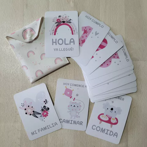 TARJETONES DE CRECIMIENTO ARCOIRIS ROSA