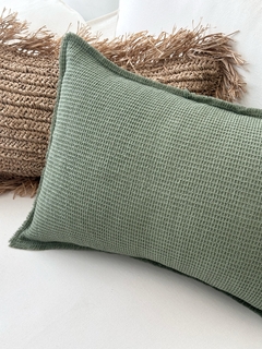 ALMOHADÓN WAFFLE Verde Seco 60x40 - tienda online