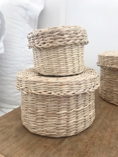 SET x 2 CESTOS C/TAPA CIRCULAR Seagrass - PHILIA DECO