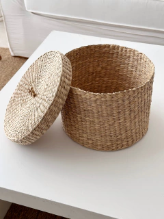 CESTO CON TAPA Seagrass Grande - comprar online
