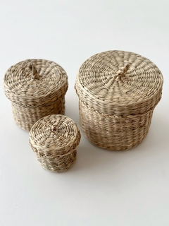 CESTO C/TAPA CIRCULAR Seagrass - comprar online