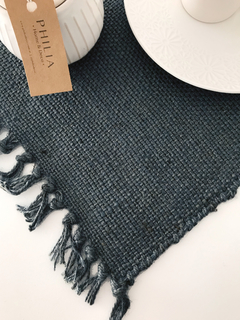 SET X 2 INDIVIDUALES DE YUTE Azul Oscuro - comprar online