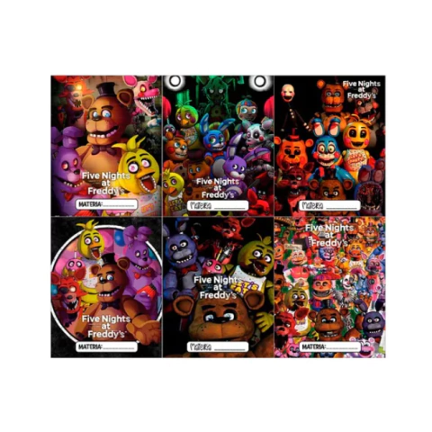 Pack 6u. Separadores Materias - Caratulas Escolares - FNAF - Five Nights at Freddy's