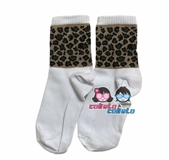 Media Tenis Animal Print Blanca