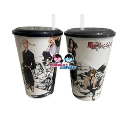 VASO PLASTICO CON TAPA Y SORBETE - ANIME - TOKIO REVENGERS