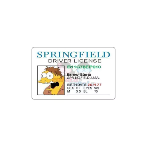 Credencial Barney - The Simpsons