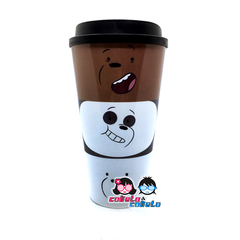 Vaso Plastico con Tapa - Escandalosos - Polar Pardo Panda - Licencia Oficial