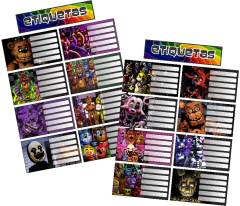 2 Planchas Etiquetas - FNAF - Five Nights at Freddy's